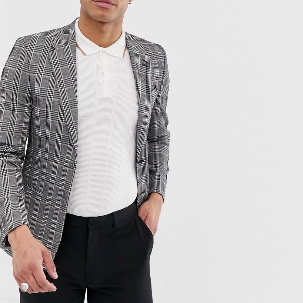 NWOT River Island Blazer in Gray Check